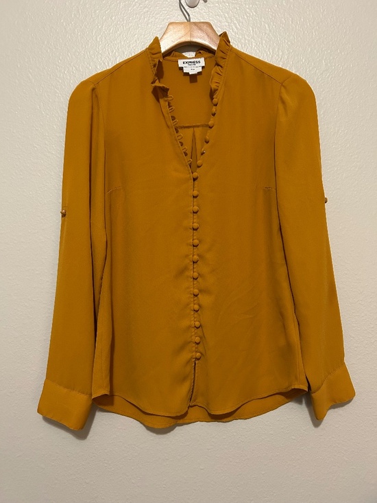 Express Tops - Express Mustard Button Up Blouse